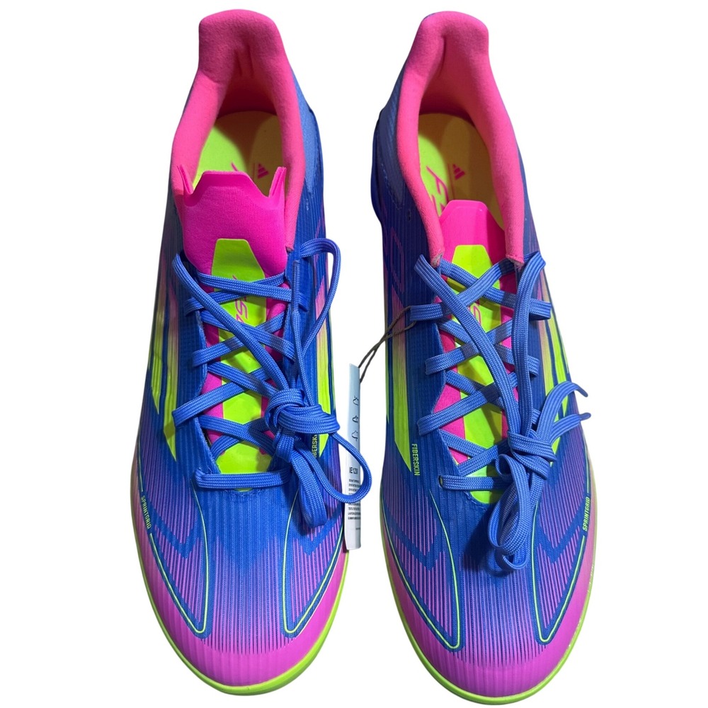Adidas F50 League TF Soccer Cleats Shoes Mens Size 11.5 Blue Pink Neon Green - Picture 2 of 12